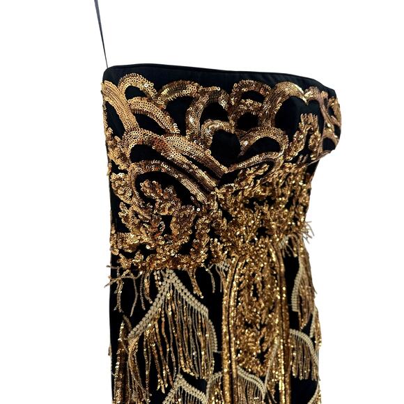 Dress the Population Black Label Morgan Sequin Fringe-Trim Bodycon Dress Size S - Picture 9 of 11